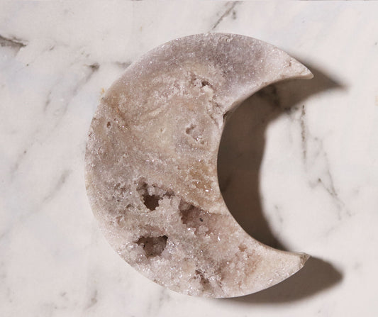 Agate Moon and Pink Amethyst Heart 30