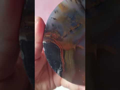 Agate Moon and Pink Amethyst Heart 13