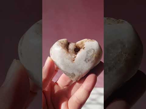 Agate Moon and Pink Amethyst Heart 09