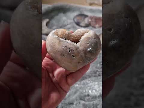 Agate Moon and Pink Amethyst Heart 29