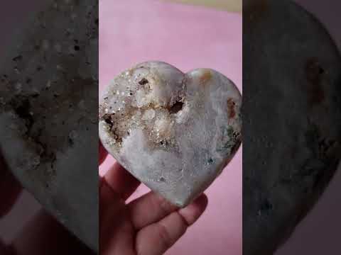 Agate Moon and Pink Amethyst Heart 28