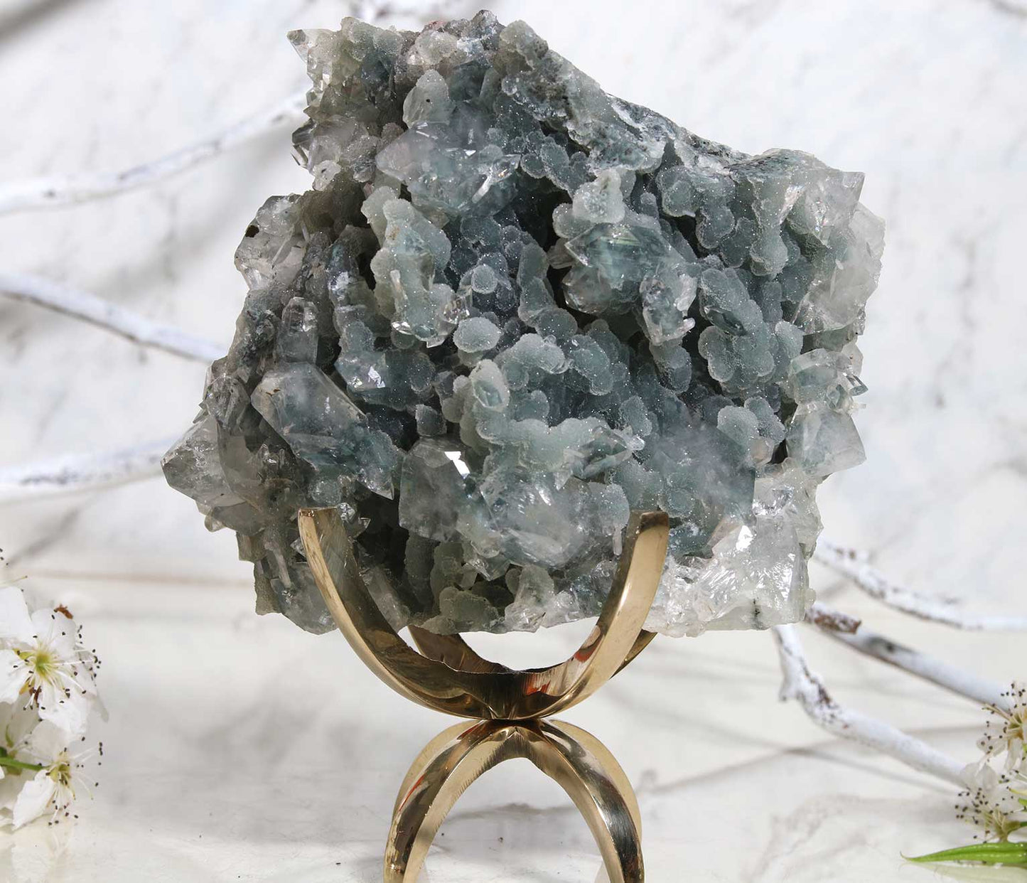 Blue Chalcedony and Apophyllite BA01