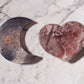Agate Moon and Pink Amethyst Heart 33