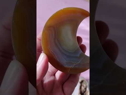 Agate Moon and Pink Amethyst Heart 32